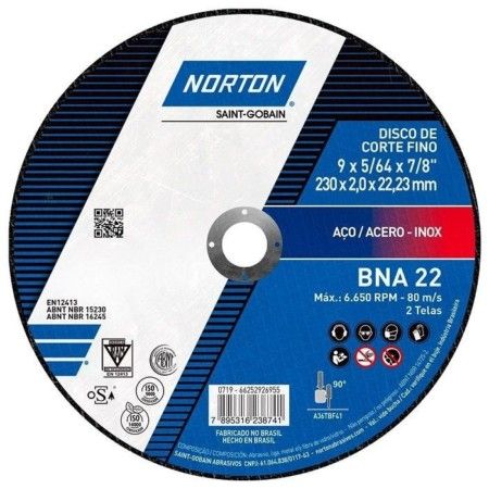 Disco de Corte Norton BNA 22 230x2,0x22,23mm 66252926955