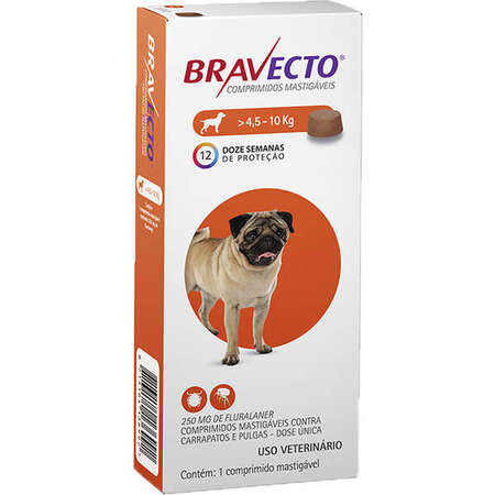 Anti Pulgas Bravecto MSD 250mg para Cães de 4,5kg a 10kg