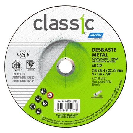 Disco de Desbaste Norton Classic BDA 600 230x6,4x22,23mm 66252842721