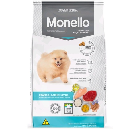 Ração Monello Premium Especial Cães Filhotes Raças Pequenas Frango/Carne/Ovos 10,1kg