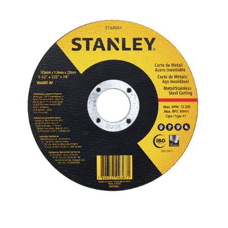 Disco de Corte Fino Stanley Metal / Inox 4.1/2’’ 8061