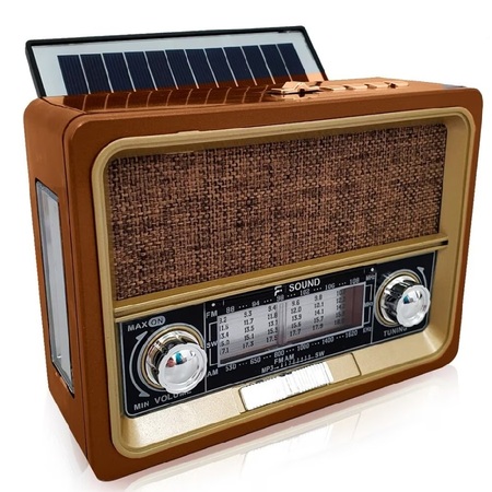 Rádio portátil F-Sound Energia Solar 8 Faixas Marrom Bivolt