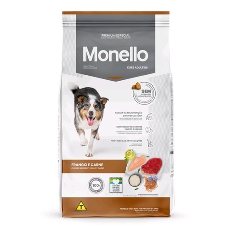 Ração Monello Premium Especial Cães Adultos Frango/Carne 10,1kg