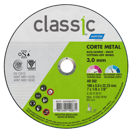 Disco de Corte Norton AR 302 Classic 180x3,0x22,23mm 66252842711