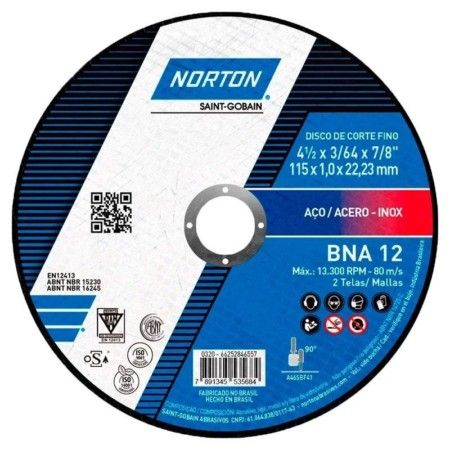 Disco de Corte / Desbaste Norton BNA 12 115x1,0x22,23mm 66252846557