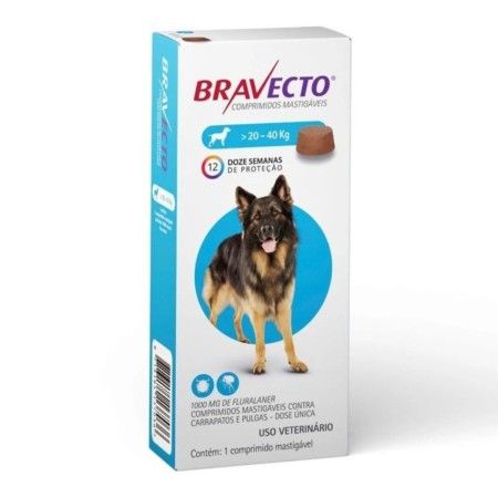 Anti Pulgas Bravecto MSD 1000mg para Cães de 20kg a 40kg