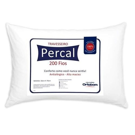 Travesseiro Ortobom Percal Plus 200 Fios 70x50x15cm