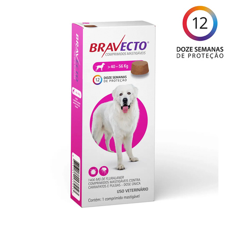 Anti Pulgas Bravecto MSD 1400mg para Cães de 40kg a 56kg