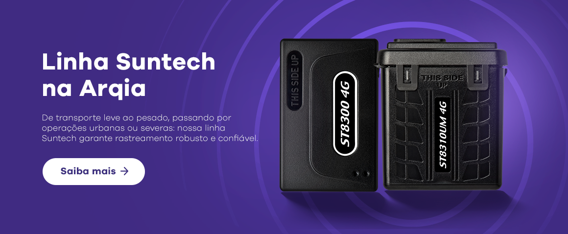 Linha Suntech na Arqia De transporte leve ao pesado, passando por operações urbanas ou severas: nossa linha Suntech garante rastreamento robusto e confiável.