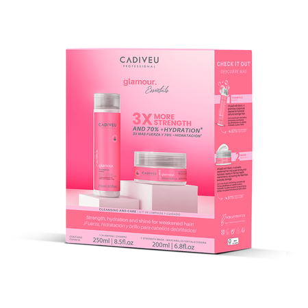 Cadiveu Professional Essentials Glamour - Kit Limpeza Home Care Shampoo 250ml + Máscara 200ml