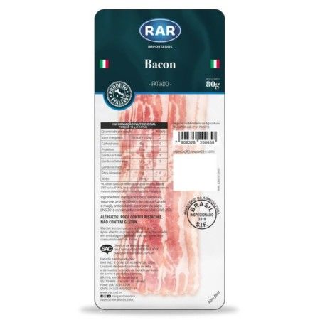 BACON  ITALIANO FATIADO 80G RAR IMPORTADOS