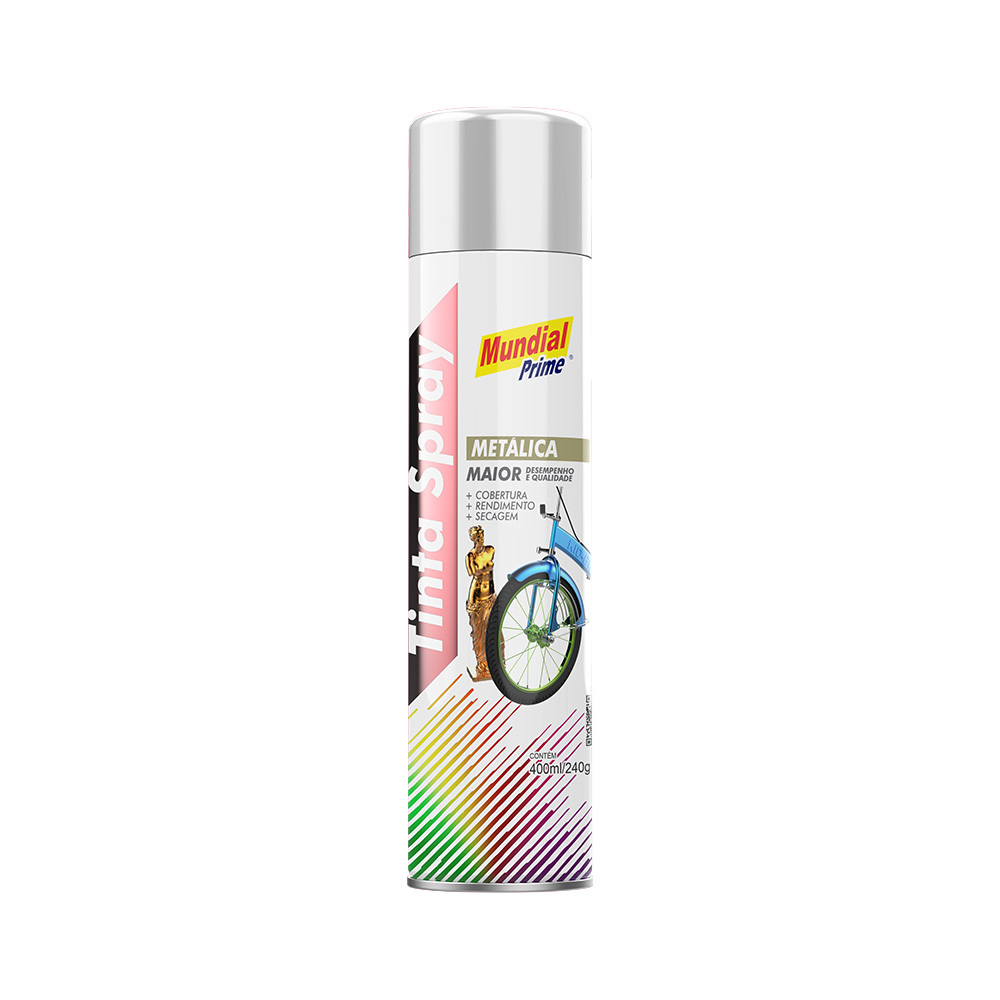 TINTA SPRAY 400ML MUNDIAL PRIME CROMADO