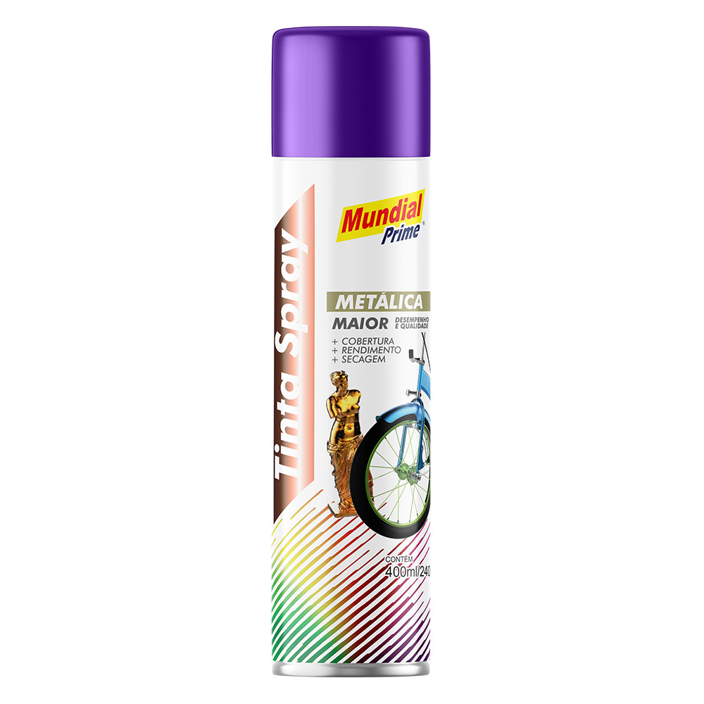 TINTA SPRAY 400ML MUNDIAL PRIME METALICA VIOLETA