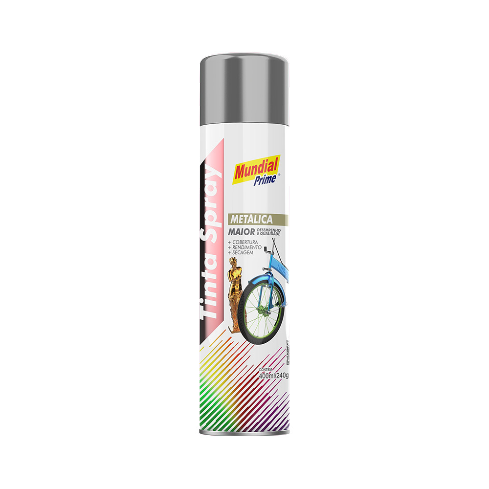 TINTA SPRAY 400ML MUNDIAL PRIME METALICA ALUMINIO