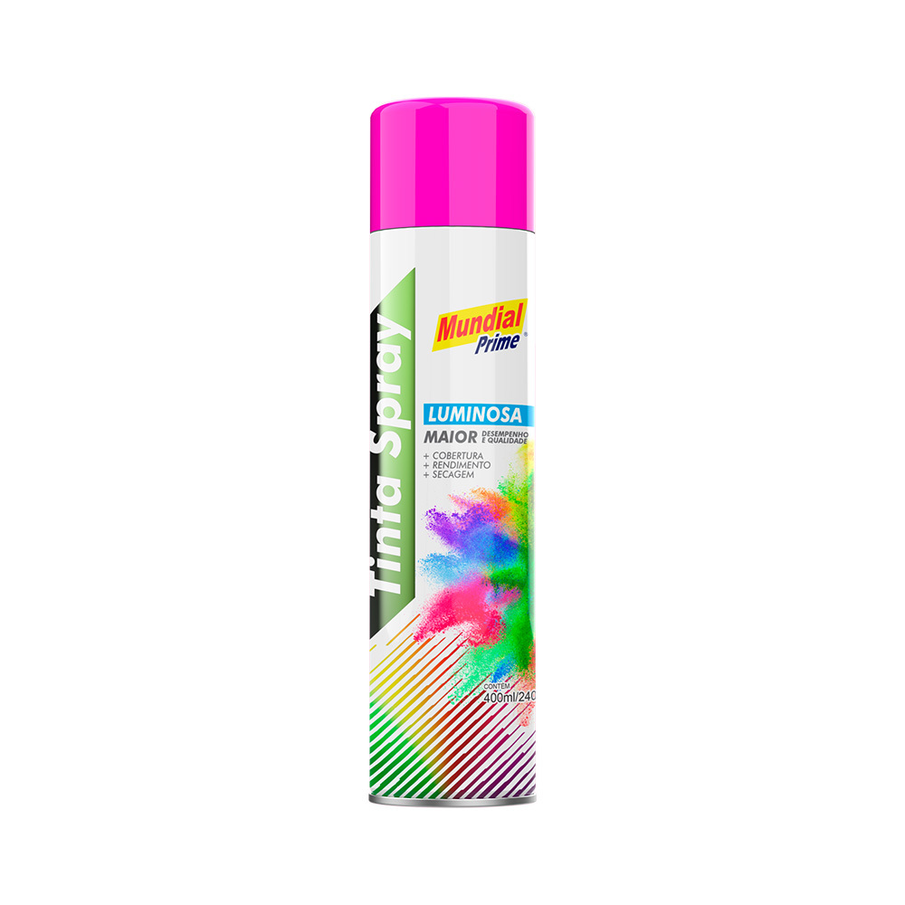 TINTA SPRAY 400ML MUNDIAL PRIME LUMINOSA PINK