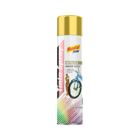 TINTA SPRAY 400ML MUNDIAL PRIME METALICA OURO