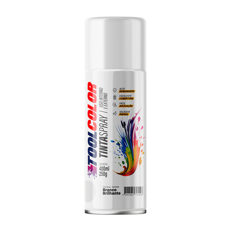 TINTA SPRAY 400ML TOOLCOLOR UG BRANCO BRILHANTE