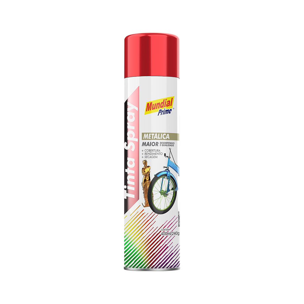 TINTA SPRAY 400ML MUNDIAL PRIME METALICA VERMELHO