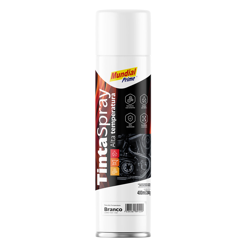 TINTA SPRAY 400ML MUNDIAL PRIME A TEMP BRANCO FOSC