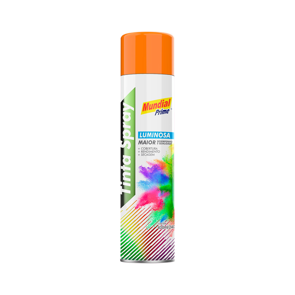 TINTA SPRAY 400ML MUNDIAL PRIME LUMINOSA LARANJA