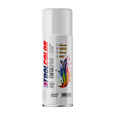 TINTA SPRAY 400ML TOOLCOLOR UG BRANCO FOSCO