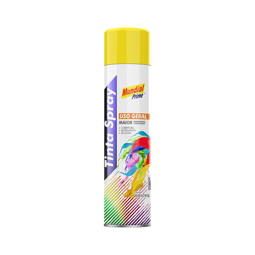 TINTA SPRAY 400ML MUNDIAL PRIME UG AMARELO BANDEIR