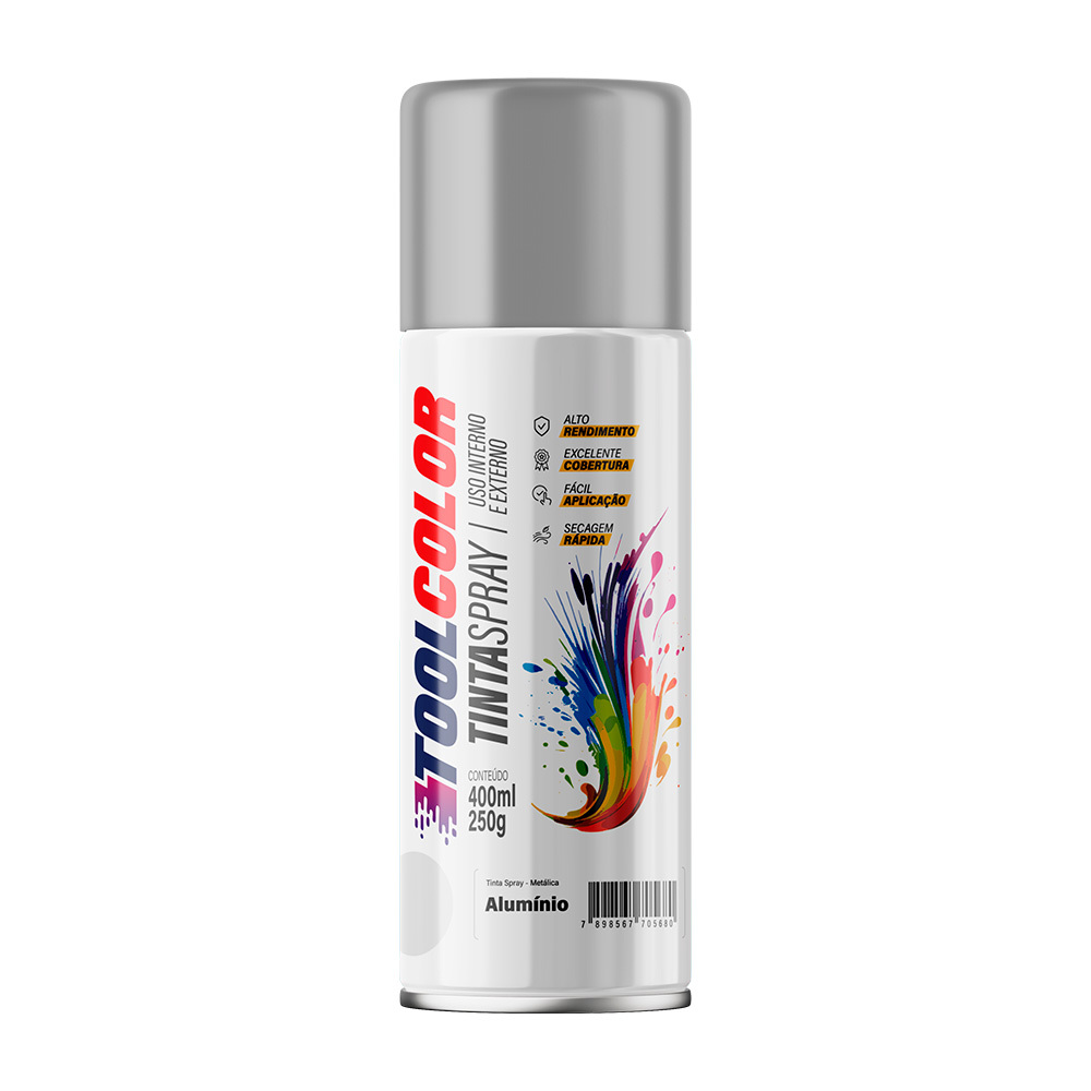 TINTA SPRAY 400ML TOOLCOLOR METALICA ALUMINIO