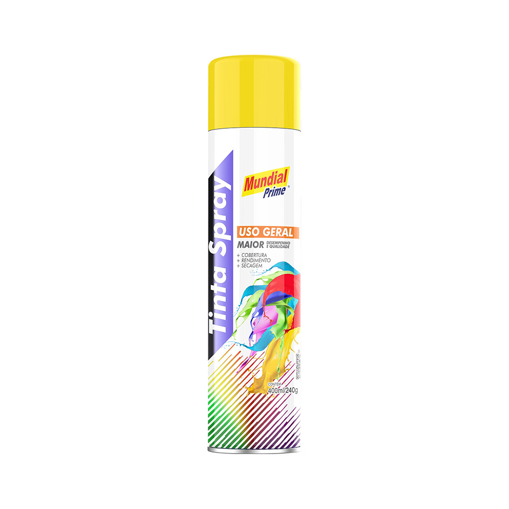 TINTA SPRAY 400ML MUNDIAL PRIME UG AMARELO
