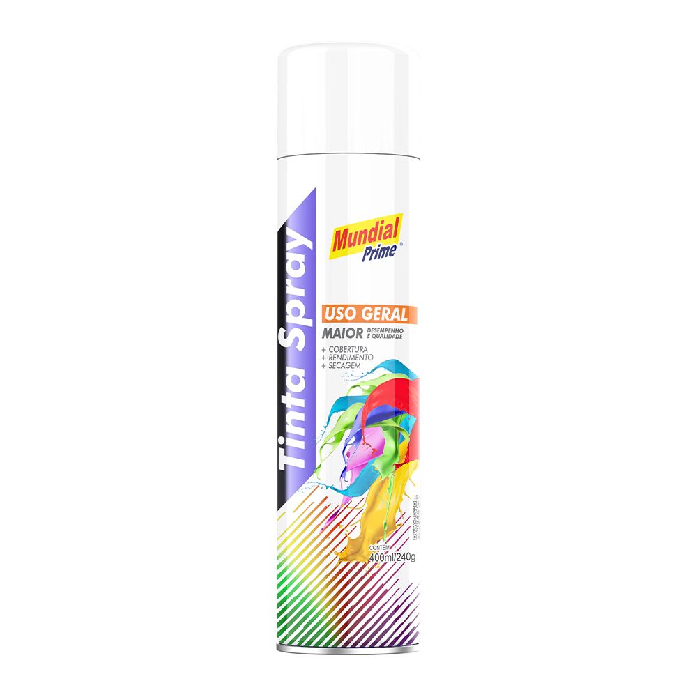 TINTA SPRAY 400ML MUNDIAL PRIME UG BRANCO SEMI BRI