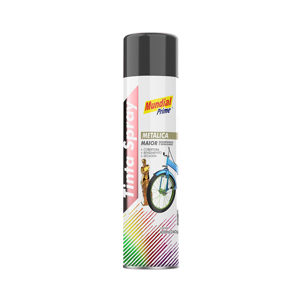 TINTA SPRAY 400ML MUNDIAL PRIME METALICA GRAFITE