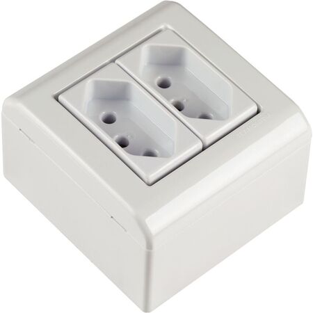 Caixa de Sobrepor Tramontina com 2 Tomadas 2p+t 10a 250v Liz Flex Branca 57304012