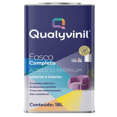 Tinta Acrílica Fosco Completo Branco Qualyvinil 9100.001.50 18l