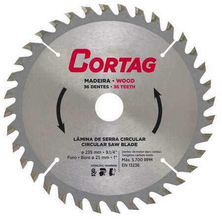Disco de Serra Circular Cortag Videa 36 Dentes 9.1/4 235x25mm
