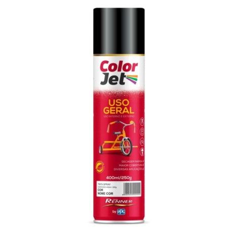 Tinta Renner Color Jet Uso Geral Preto Fosco 400ml 1615