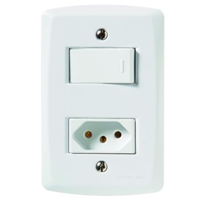 Conjunto Tramontina 4x2 com 1 Interruptor Simples 10a 250v e 1 Tomada 2p+t 20a 250v Lux2 Branco 57145044