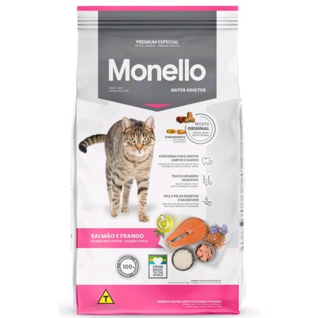 Ração Monello Premium Especial Gatos Adultos Salmão/Frango 7kg