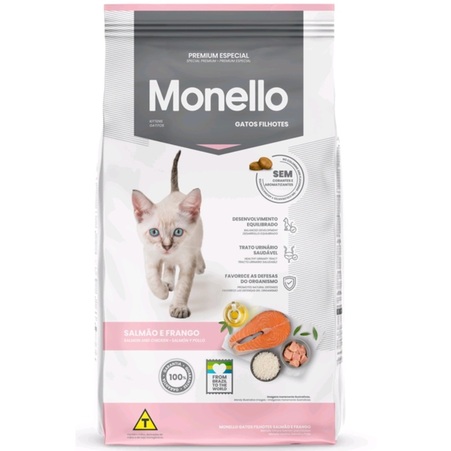 Ração Monello Premium Especial Gatos Filhotes Salmão/Frango 15kg