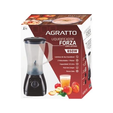 Liquidificador Agratto Forza Leitoso Preto 1,5L 127V 850W LQLF01