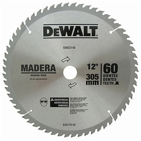 Lâmina Dewalt para Serra Esquadria e Bancada DW03140 12" 60 Dentes