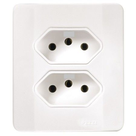 Tomada Pezzi Dupla 2P+T com Placa e Caixa Branca 250v 20A 60515
