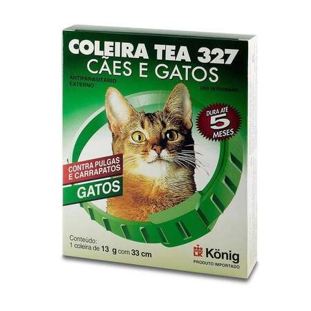 Coleira Tea König Antiparasitária Gatos 33cm