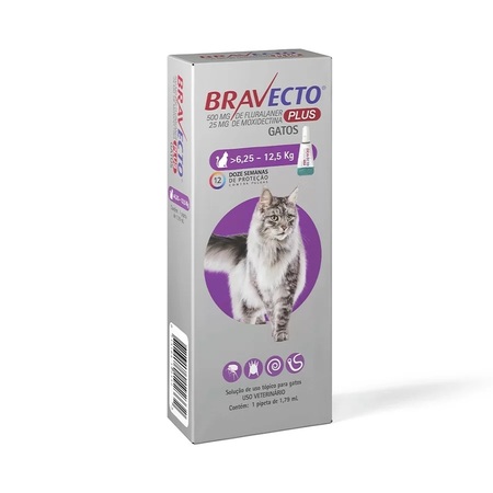 Anti Pulgas Bravecto Plus MSD para Gatos de 6,25kg a 12,5kg