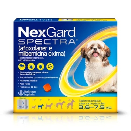 Antipulgas E Carrapatos Nexgard Spectra Para Cães de 3,6  - 7,5 kg Com 3 unidades