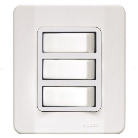 Interruptor Pezzi 3 Teclas Paralelas com Placa e Caixa Branca 250v 10A 63530