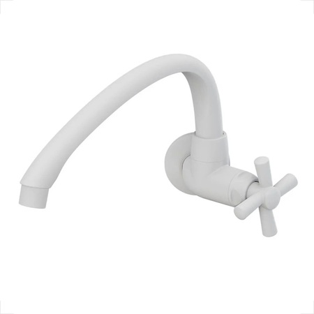 Torneira Cozinha Parede Horizontal Tigre Branco 476