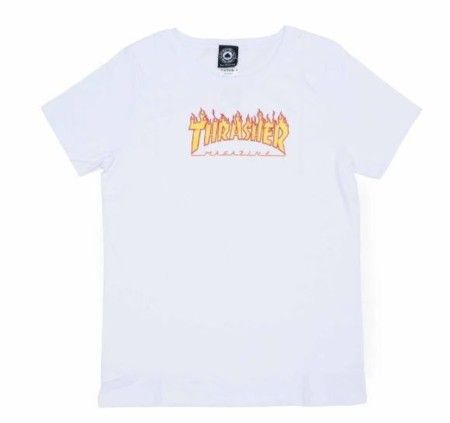 Camiseta Thrasher Infantil Flame Logo Branco