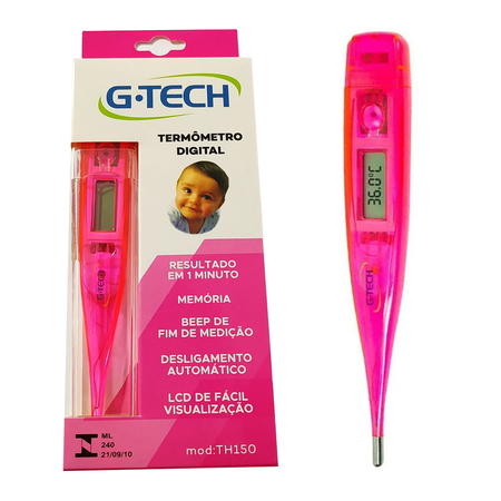 Termômetro Clínico Digital Rosa (G-Tech)