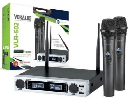 Microfone sem Fio Duplo com Bateria de Lithium VLR-502 VOKAL