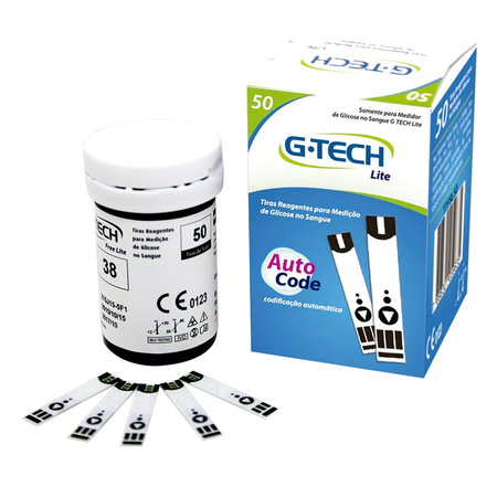 Tiras Reagentes para Medição de Glicose Lite (G-Tech) - 50 Unidades