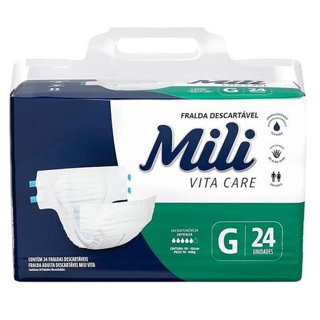 Fralda Adulto Mega G (Mili Vita) - Pacote com 24 Unidades